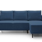 Rodario mini navy blue corner sofa with sleeping function with right-hand corduroy container