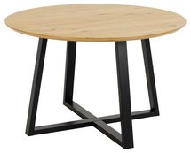 Mezzos round dining table on black legs wild oak 120 cm