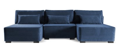 Moduliano U-shaped corner sofa with sleeping function with storage, universal, navy blue corduroy