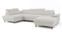 Corner sofa with sleeping function Lambo U-shaped Castel 04 with container, black legs, left-hand side