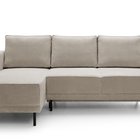 Rodario mini dark beige corner sofa with sleeping function with left-hand corduroy container