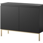 Bemmi two-door chest of drawers, 100 cm, black with gold legs