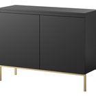 Commode Bemmi à deux portes, 100 cm, noire avec pieds dorés