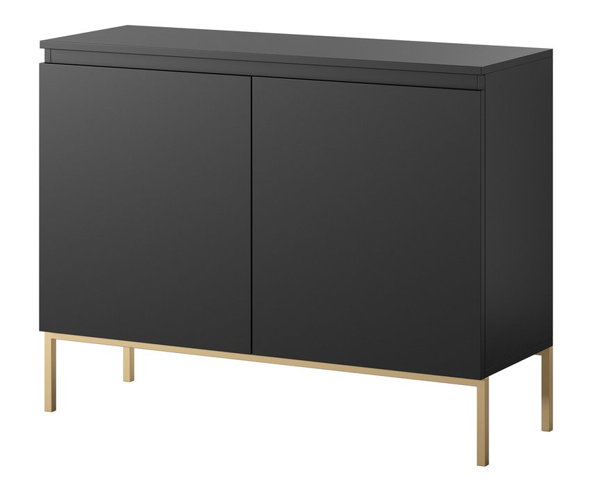 Bemmi two-door chest of drawers, 100 cm, black with gold legs