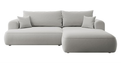 Ovo L-shaped corner sofa with sleeping function with a container in easy-to-clean fabric