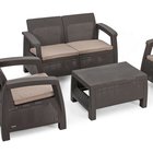 Corfu Keter four-seater garden set with a table, dark brown