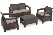 Corfu Keter four-seater garden set with a table, dark brown