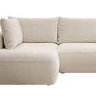 Ovo II L-shaped corner sofa with sleeping function Abriamo 03 with side panel and left-sided boucle container