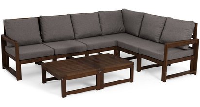 Ritalous garden furniture set with a six-seater corner sofa and coffee tables, dark brown/graphite