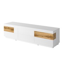 Galaka TV Cabinet with Six Drawers (White / Glossy White / Wotan Oak)