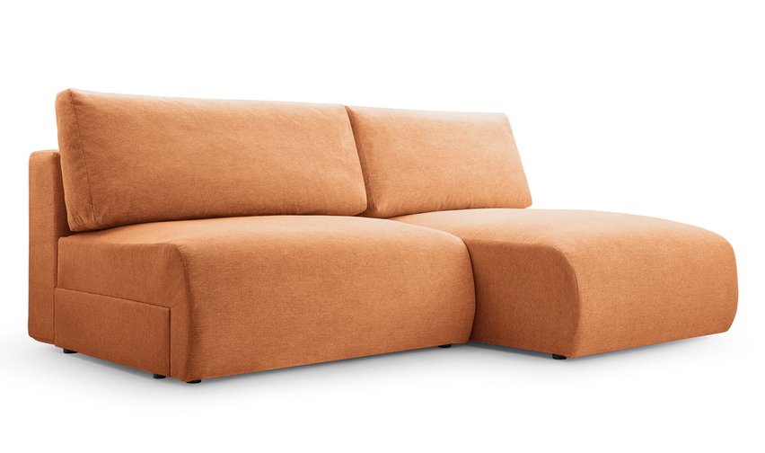 Corner sofa with sleeping function Fimbo L-shaped with container Aragon 56 hydrophobic chenille right-hand side