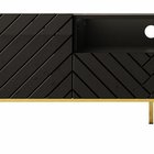 Qudula TV cabinet 190 cm matt black / glossy black with gold herringbone legs