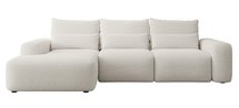 Carnos L-shaped corner sofa with sleeping function with additional lumbar pillows Moly 02 hydrophobic chenille left-hand side