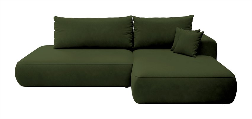 Foggi Magic Velvet 2295 L-shaped corner sofa with sleeping function with a container in hydrophobic velor fabric, right-hand side