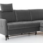 Corner sofa with sleeping function Casotti L-shaped with container and adjustable headrest dark gray in easy-clean fabric right-hand side