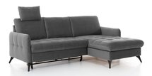 Corner sofa with sleeping function Casotti L-shaped with container and adjustable headrest dark gray in easy-clean fabric right-hand side