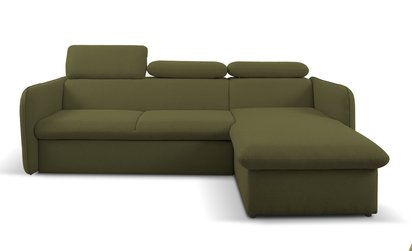 Corner sofa with sleeping function Paladia Castel 39 in hydrophobic velvet fabric, right-hand side