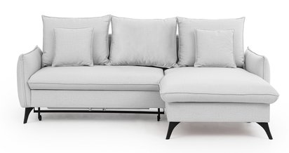 Corner sofa with sleeping function Cambiano L-shaped with storage, gray, in easy-clean fabric, right-hand side