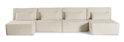 Corner sofa with sleeping function Moduliano U-shaped large with container universal beige boucle