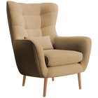 Vence Castel 48 wing armchair, velvet, easy-to-clean beech legs