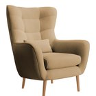 Vence Castel 48 wing armchair, velvet, easy-to-clean beech legs