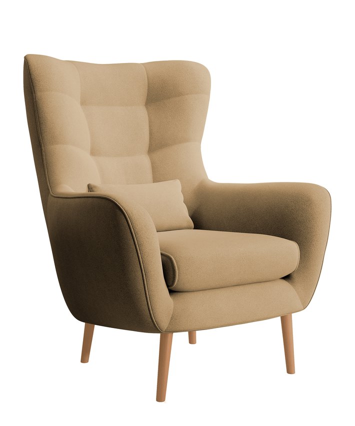 Vence Castel 48 wing armchair, velvet, easy-to-clean beech legs