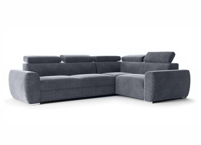 Corner sofa bed Danles L-shaped with five adjustable headrests and a container, right side (Fabric: Element 22)