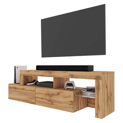 Asymmetrical TV cabinet Asten 172 cm wotan oak (Lighting: Yes)