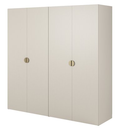 Armoire Moonir quatre portes avec deux tringles, étagères 200 cm Gris beige