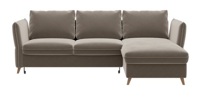 Corner sofa with sleeping function Bastimento L-shaped with storage universal beige hydrophobic velvet