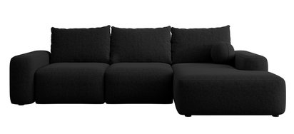 Corner sofa bed Carnos L-shaped with ball, single pillows Melody 15 chenille right-hand side