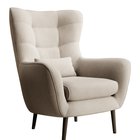 Vence Castel 03 wing chair, velvet, easy-to-clean beech legs
