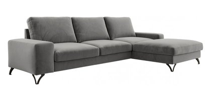 Corner sofa with sleeping function Bewello L-shaped with storage Matt Velvet 85 velour easy-cleaning hydrophobic right-sided