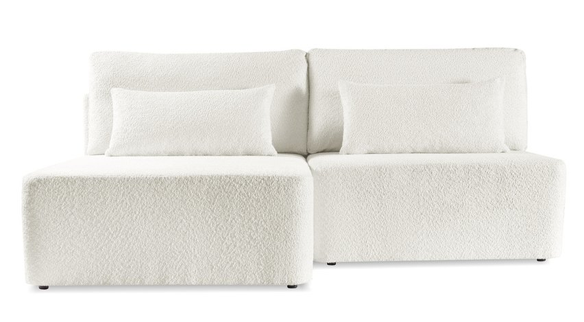 Corner sofa with sleeping function Moduliano L-shaped with container universal cream boucle