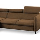 Corner sofa with sleeping function Drene Sally 04 with a container in a hydrophobic fabric, velvet legs, black, left-hand side