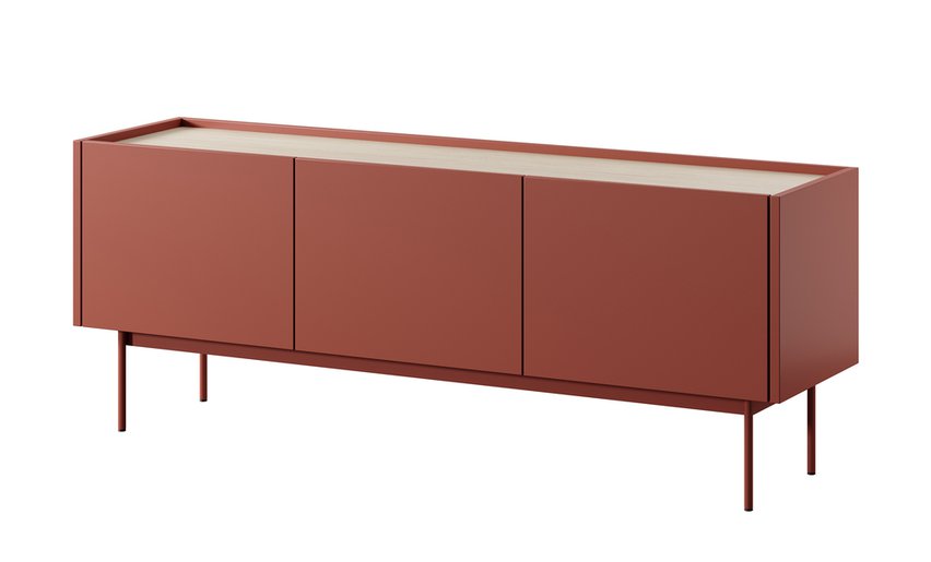 Color TV cabinet 144 cm three-door Brick/Linea Oak