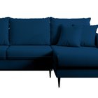 Volio velvet corner sofa with sleeping function, hydrophobic, black legs