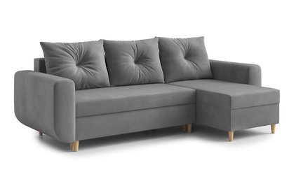 Corner sofa with sleeping function Lamarry L-shaped with container universal Kronos 53 velour