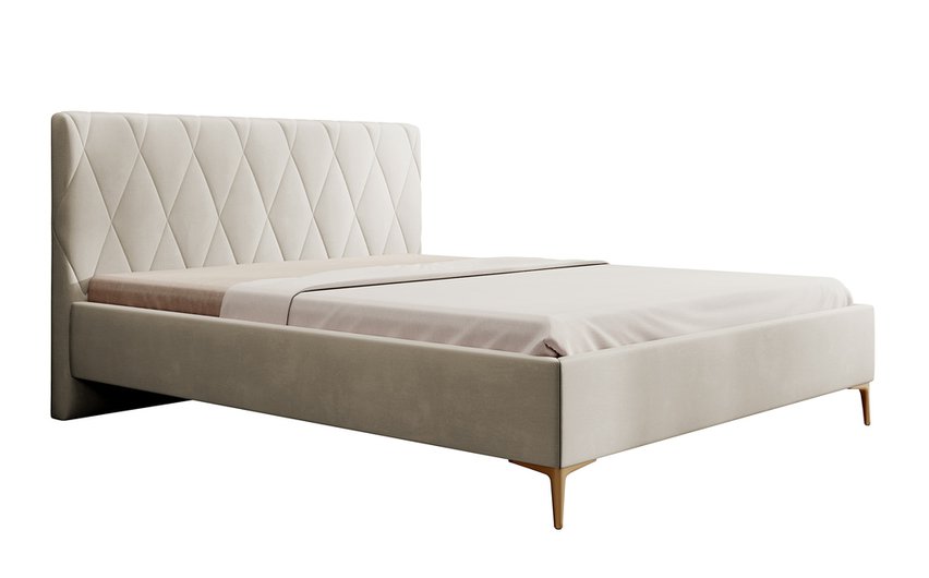 Upholstered bed 180x200 cm Tiksi beige velvet