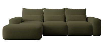 Carnos L-shaped corner sofa bed with additional lumbar pillows Moly 38 hydrophobic chenille left side