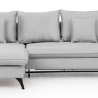 Corner sofa with sleeping function Cambiano L-shaped with storage, gray hydrophobic velvet, left-sided