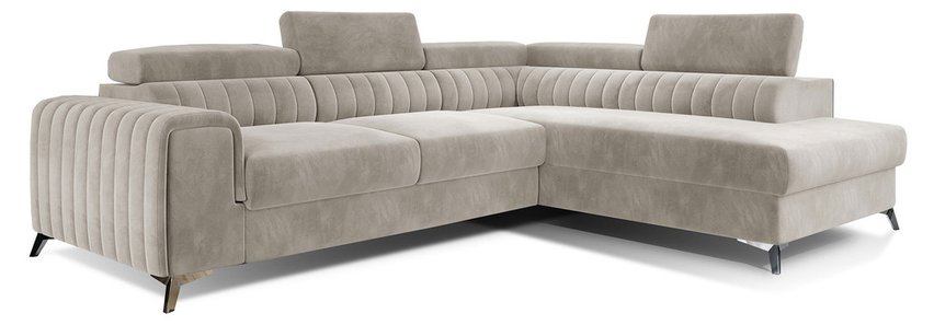 Corner sofa with sleeping function Negreiros (Fabric: Paros 02, Side: Right)