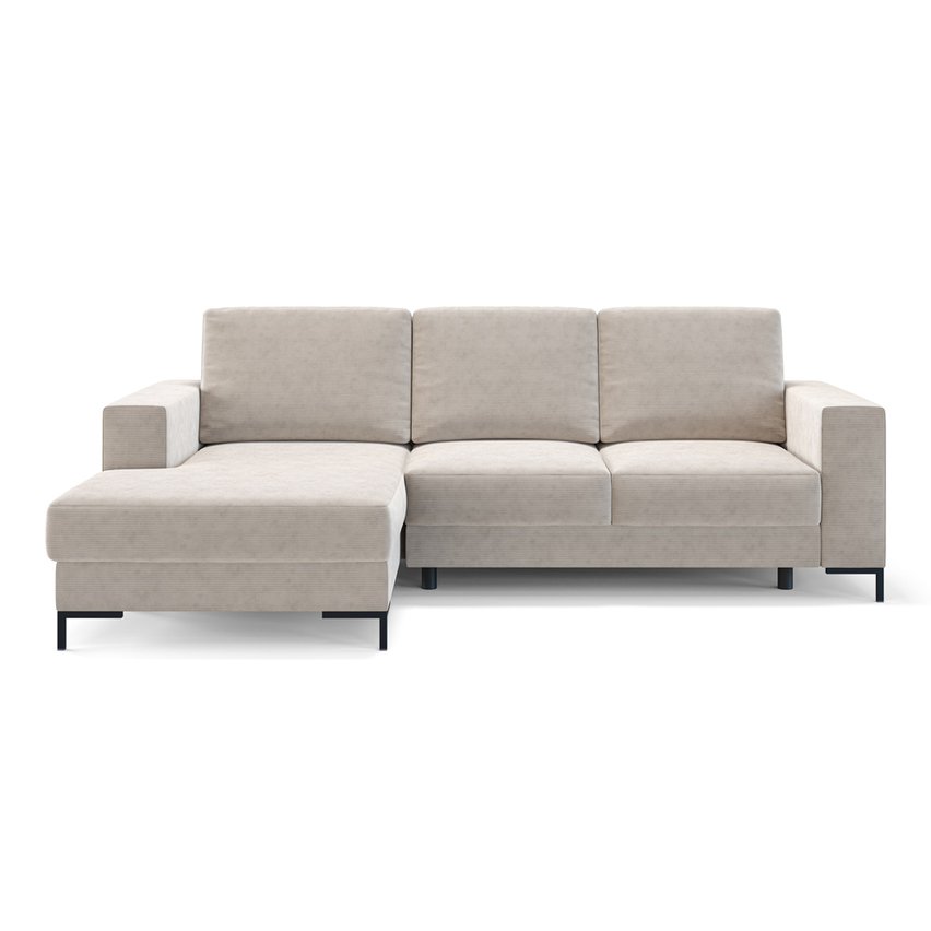 Mokpeo corner sofa bed (Fabric: Scala sand, Legs: Black, Side: Left)