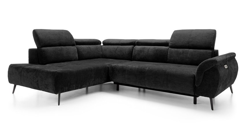 Corner sofa with sleeping function Mamutio L-shaped with side section Aphrodite 23 chenille left-hand side