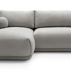 Divo Mini L-shaped corner sofa with sleeping function with a left-handed light gray boucle container