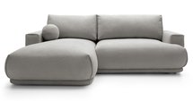 Divo Mini L-shaped corner sofa with sleeping function with a left-handed light gray boucle container