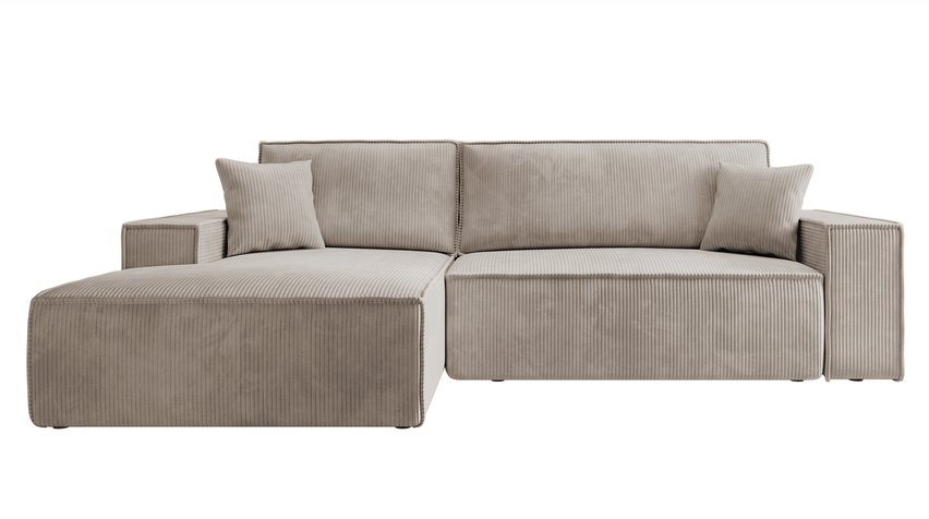 Corner sofa bed Farese New L-shaped with container (Fabric: Poso 02, Side: Left)