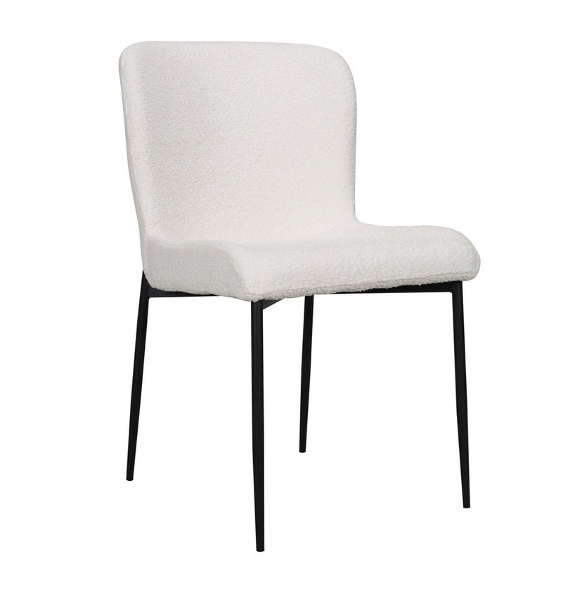 Neul white bouclé upholstered chair with black legs