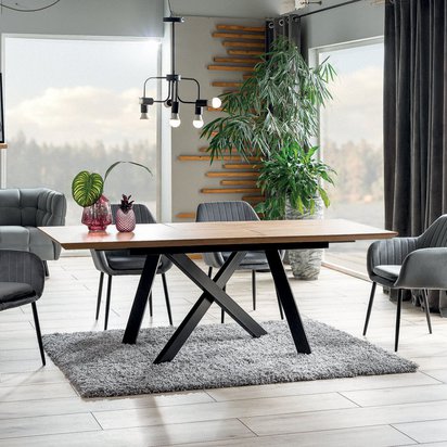 Lapplers extendable table 90-160x200 cm oak-black