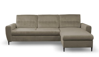 Corner sofa bed Laretta L-shaped with storage (Fabric: Velluto 03, Side: Right)